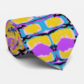 Cravate Crocodile Peau Jaune Bleu Violet Art Abstrait (Roulé)