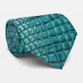 Cravate Crocodile turquoise Alligator Peau Faux Cuir Impri (Roulé)