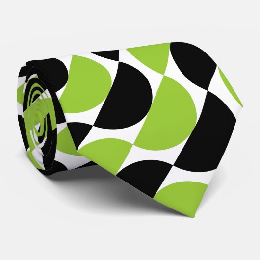 Cravate Croissants Alternés 01a - Vert Martien (Roulé)