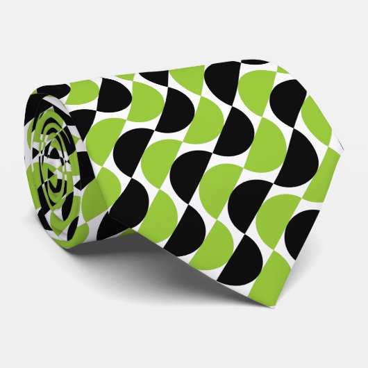 Cravate Croissants Alternés 03a - Vert Martien (Roulé)