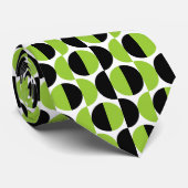Cravate Croissants Alternés 08 - Vert Martien et Noir (Roulé)