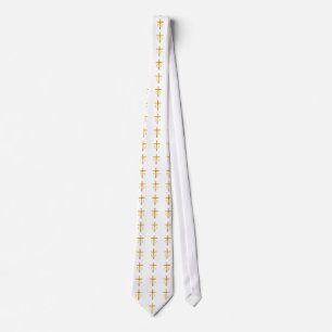 Cravate Croix 3-D d'or avec anneaux Mariages