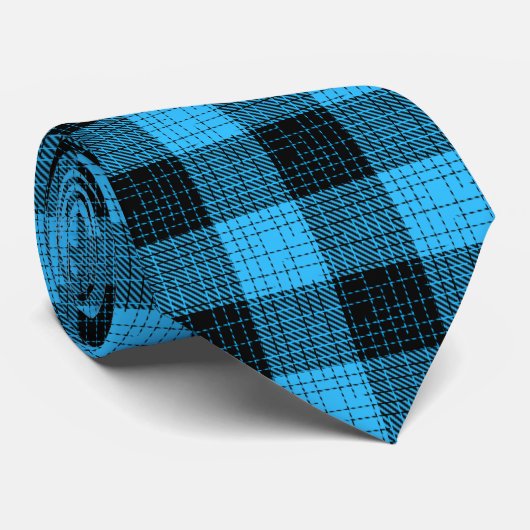 Cravate Croix à carreaux noir bleu (Roulé)