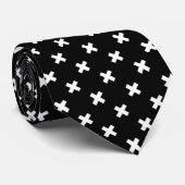 Cravate Croix blanche sur le noir (Roulé)