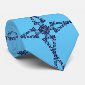 Cravate Croix chrétienne avec ornement bleu (Roulé)