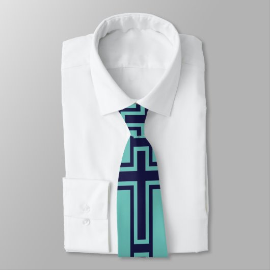 Cravate Croix chrétienne bleue différentes variantes (Attaché)
