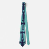 Cravate Croix chrétienne bleue différentes variantes (Devant)
