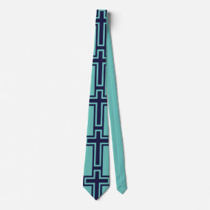 Cravate Croix chrétienne bleue différentes variantes