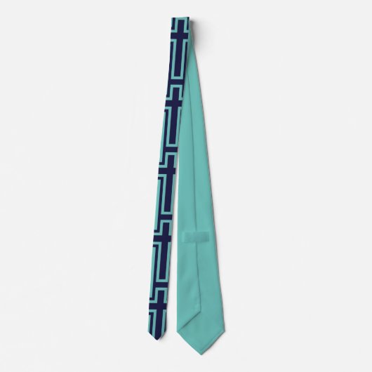 Cravate Croix chrétienne bleue différentes variantes (Dos)