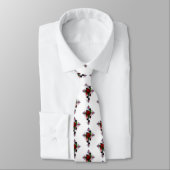 Cravate Croix d'argent avec une rose rouge (Attaché)