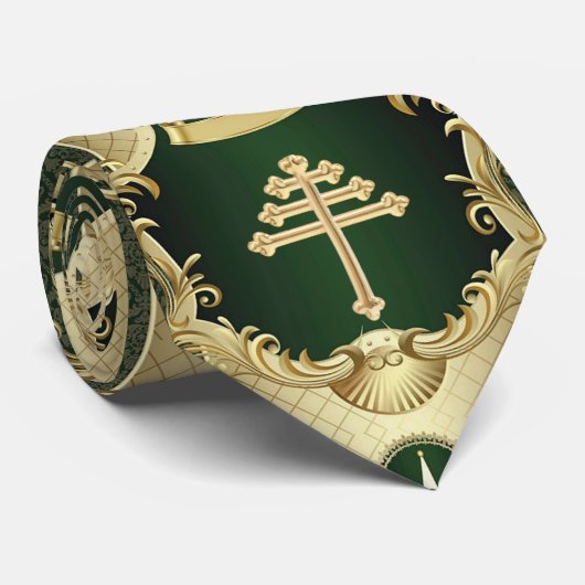 Cravate Croix de l'Église maronite et Cèdre du Lib (Roulé)