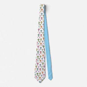 Cravate Croix de Pâques colorée à motif