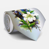 Cravate Croix d'or de Pâques et fleurs blanches de Lilly (Roulé)