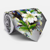Cravate Croix d'or de Pâques - fleurs blanches de Lilly - (Roulé)