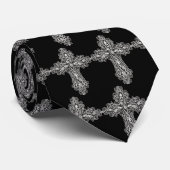 Cravate Croix du crâne gothique (Roulé)