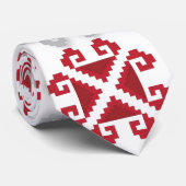 Cravate Croix géométrique rouge et gris letton (Roulé)