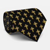 Cravate Croix Noir Faux Or Première Communion Confirmation (Roulé)