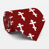 Cravate Croix orthodoxe russe Rouge Chrétien (Roulé)