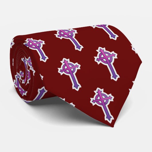 Cravate Croix presbytérienne rouge religieux (Roulé)