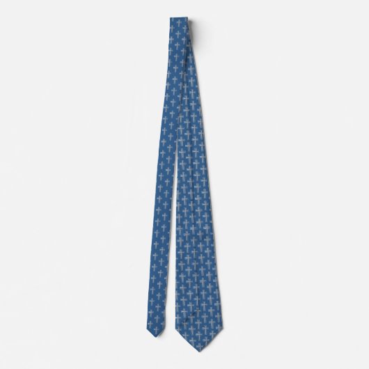Cravate Croix religieuse Classique Bleu Faux Communion Arg (Dos)