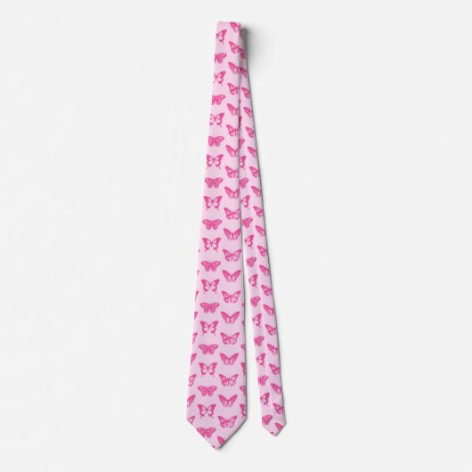Cravate Croquis de papillon, rose-clair et fuchsia (Devant)