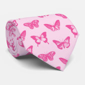 Cravate Croquis de papillon, rose-clair et fuchsia (Roulé)