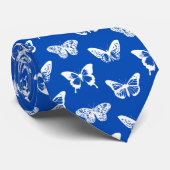 Cravate Croquis papillon, bleu cobalt et blanc (Roulé)