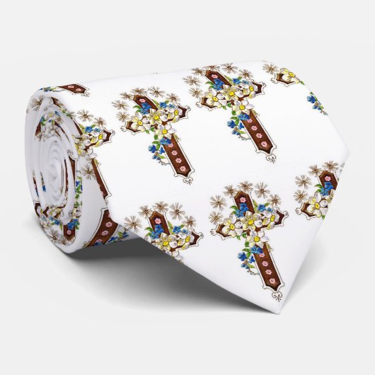 Cravate Cross And Flowers Neck Tie (Roulé)