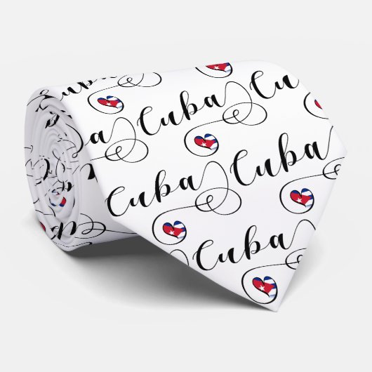 Cravate Cuba Heart Cravate, Drapeau cubain, Cuba (Roulé)