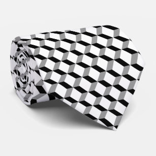 Cravate Cubes blancs noirs modernes et design