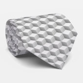 Cravate Cubes d'apparence 3D gris blanc (Roulé)