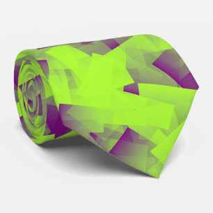 Cravate Cubisme Abstrait Motif Violet Vert