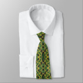 Cravate Cuir de dragon crocodile alligator vert jaune (Attaché)
