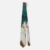 Cravate Cuir de vache émeraude occidental or blanc (Devant)