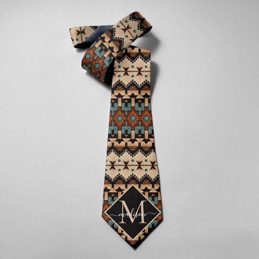Cravate Culture amérindienne de style bohème Monogramme
