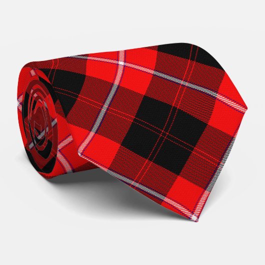 Cravate Cunningham Clan Tartan Rouge Noir (Roulé)