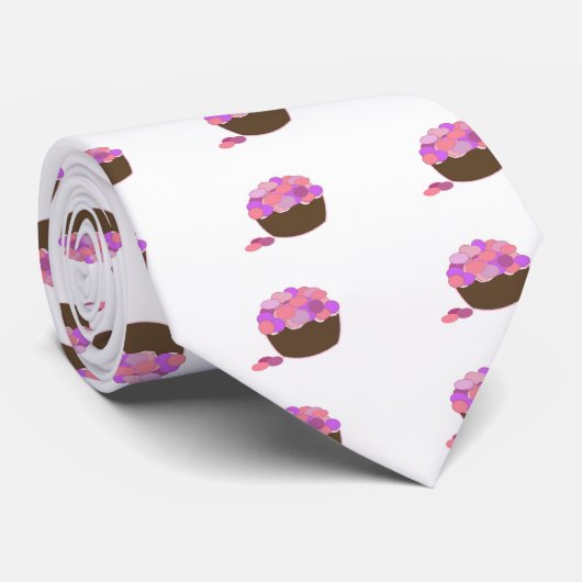 Cravate Cupcakes rose et violet Smartie (Roulé)