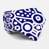 Cravate Curcuit Alien Abstrait II - Blanc sur bleu foncé (Roulé)