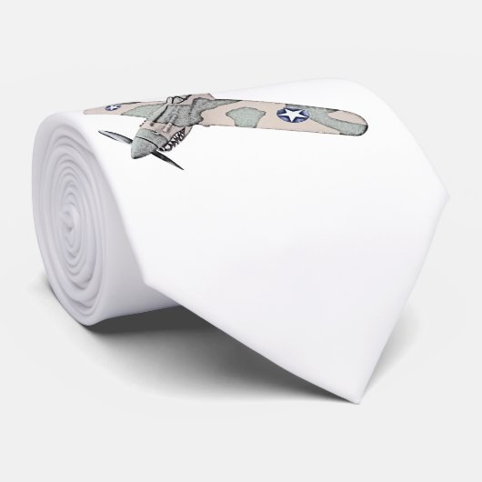 Cravate Curtiss P-40 Warhawk - Illustration au crayon d'aé (Roulé)