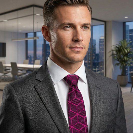 Cravate Custom Color Geometric 3D Cube Pattern