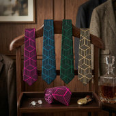 Cravate Custom Color Geometric 3D Cube Pattern