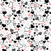 Cravate Custom Love Tie Pink Black Heart Sketch