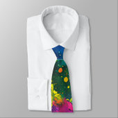 Cravate Custom Name Abstract Splatter Paint Cosmic Rainbow (Attaché)