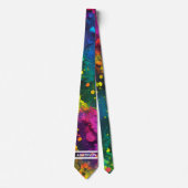 Cravate Custom Name Abstract Splatter Paint Cosmic Rainbow (Devant)