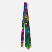 Cravate Custom Name Abstract Splatter Paint Cosmic Rainbow (Dos)