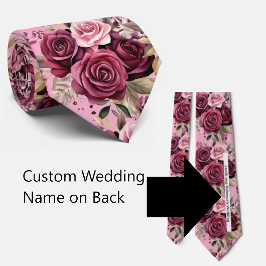 Cravate Custom Wedding Name on Back of Neck Tie