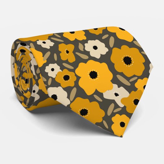 Cravate Customizable Scandinavian Doodle flower (Roulé)