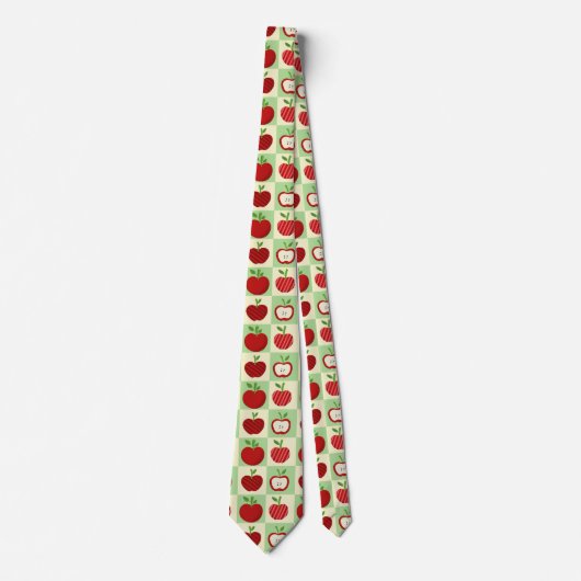Cravate Cute Apple Pattern Green Fall Check Farmhouse (Devant)