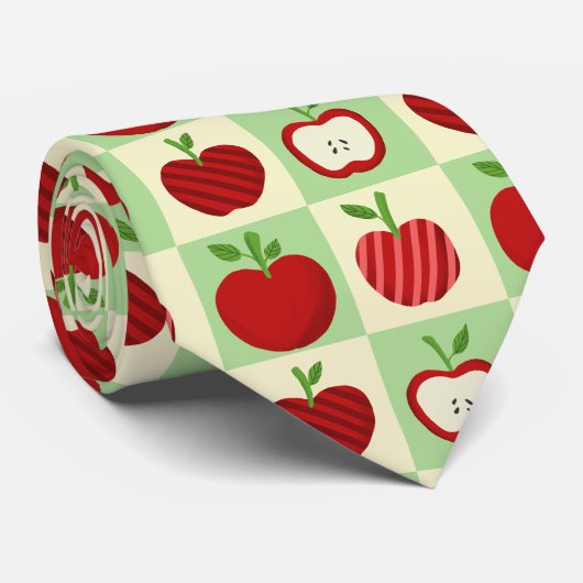 Cravate Cute Apple Pattern Green Fall Check Farmhouse (Roulé)