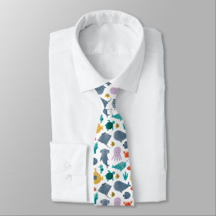 Cravate Cute Aquarelle Océan Animaux Motif